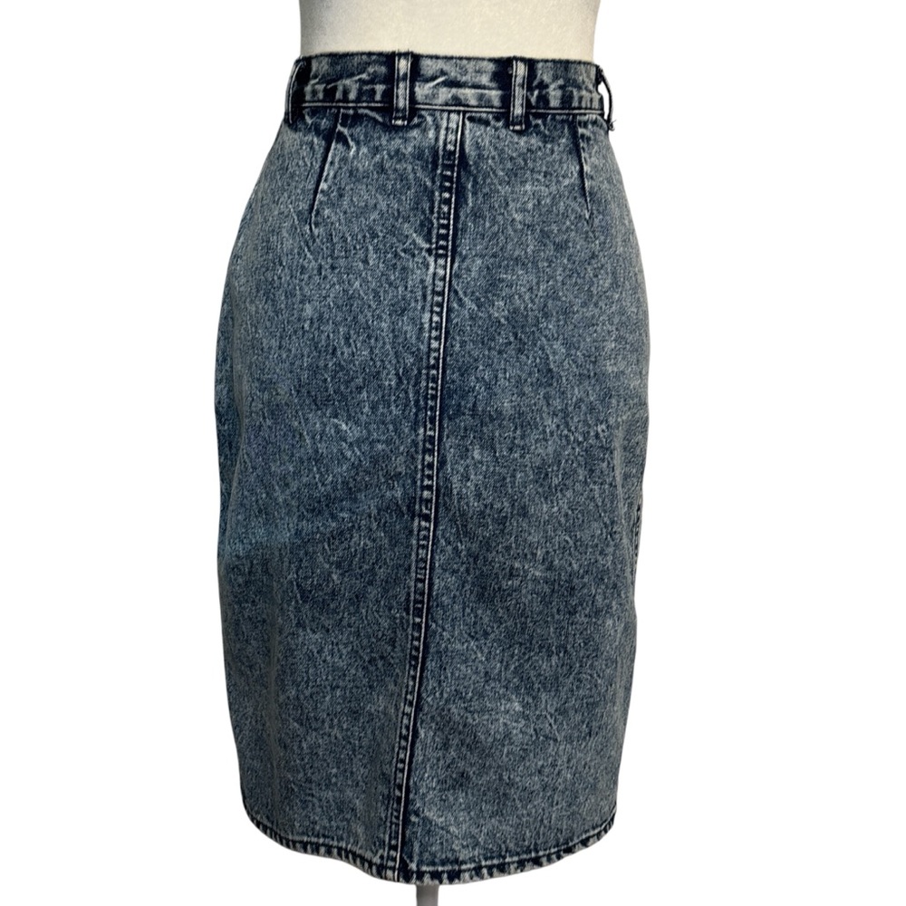 Vintage 80s Mizz Lizz Acid Wash Denim Skirt - Picture 3 of 7